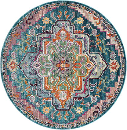 Avelena | Safavieh Crystal Collection Crs501K Boho Chic Oriental Medallion Abgenutzter Nicht-Verschiebbarer Wohn- Schlafzimmer Akzent Teppich, 4' X 6', Orange / Teal