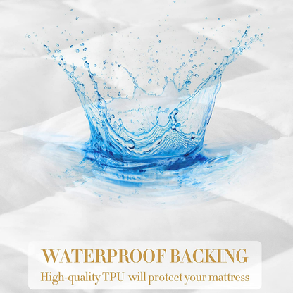 Avelena | Königin Größe Lagengenähte Fitted Matratzenauflage, 100% Wasserdicht Atmungsaktive Matratzenauflage, Ultra Weiche Alternative Füllung Matratzenbezug, Dehnt Sich Bis Zu 21 Zoll Tiefe Tasche (Weiß)