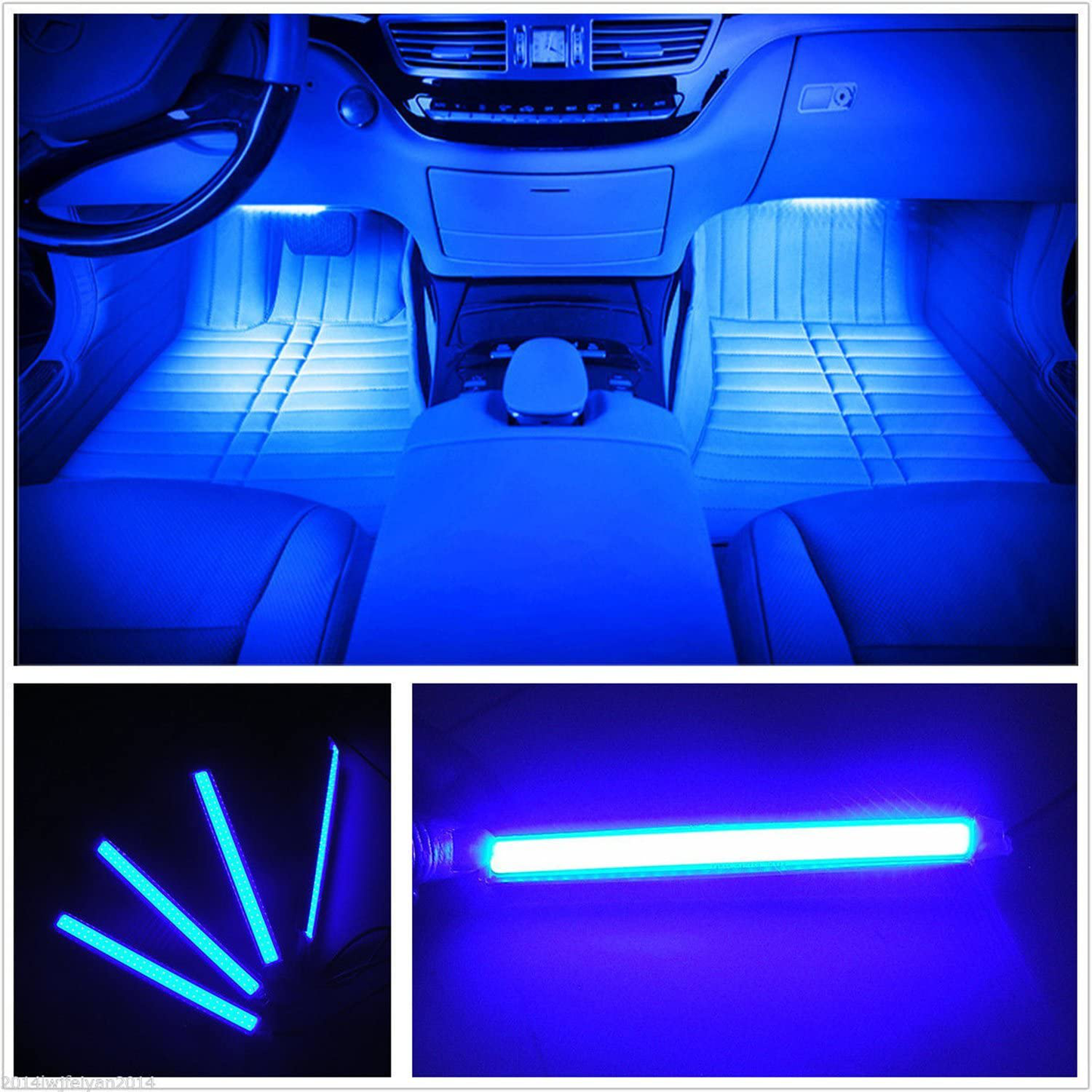 Avelena | Rgb Innenleuchten, 2-In-1 Design 4 Stück 48 Led App Steuerung, Fernbedienung, Musikmodus, Diy-Modus, Szenenmodus, Dc 12V
