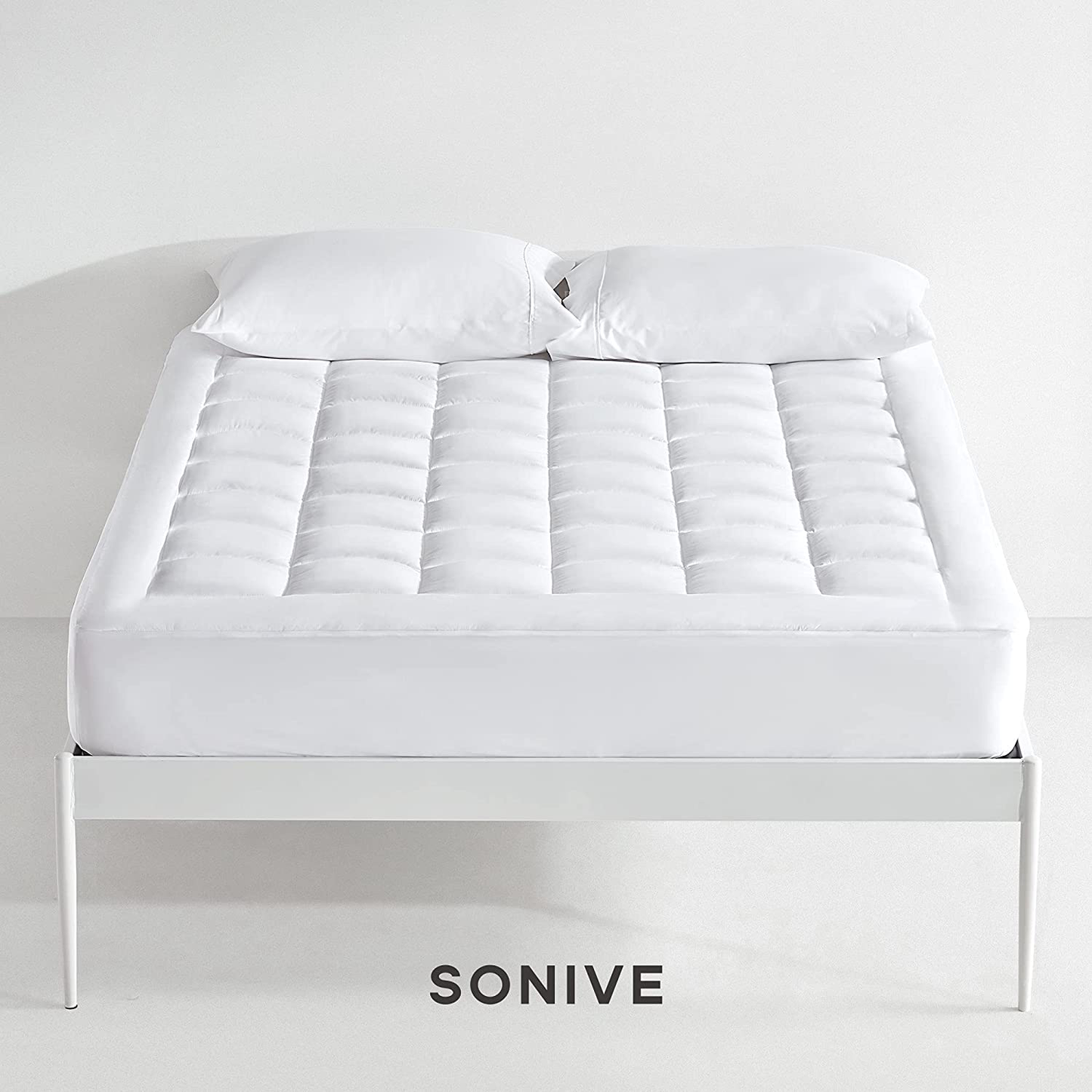 Avelena | Sonive Gesteppter Matratzenauflage Weiches Flauschiges Kissenbezug Matratzenbezug Alternative Füllung Topper Dehnt Sich Bis Zu 21 Zoll Tiefer Tasche (Weiß, Twin Xl)