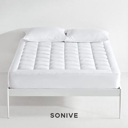 Avelena | Sonive Gesteppter Matratzenauflage Weiches Flauschiges Kissenbezug Matratzenbezug Alternative Füllung Topper Dehnt Sich Bis Zu 21 Zoll Tiefer Tasche (Weiß, Twin Xl)