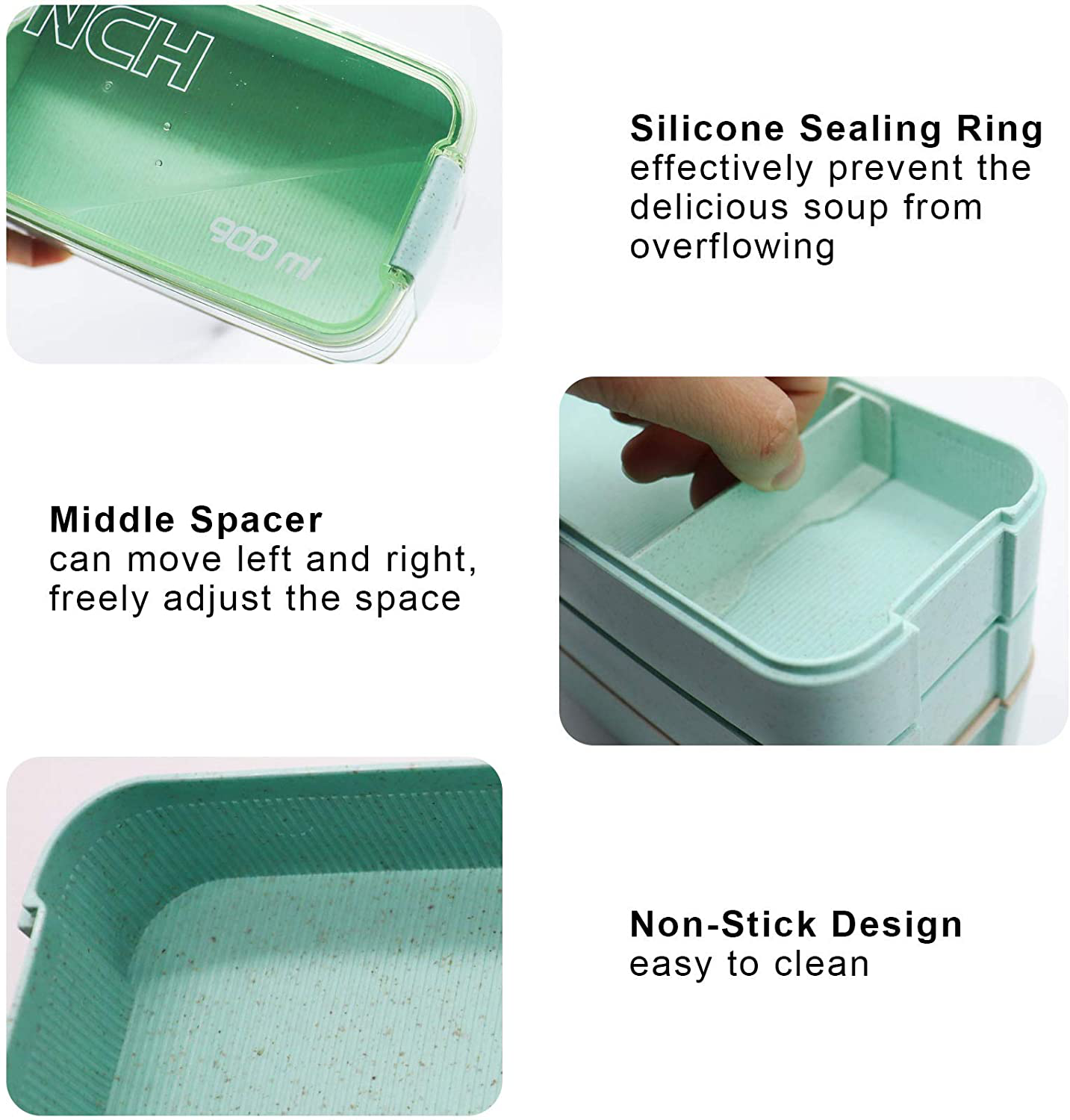 Avelena | Koccido Bento Box Lunchbox Kit, Japanische Lunchbox 3-In-1 Raum, Stapelbare Lunchbox Auslaufsichere Lunchbehälter, Bento Lunchbox Für Kinder Und Erwachsene