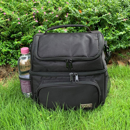 Avelena | Flowfly Kids Doppel Decker Kühler Isolierte Lunchbag Lunchbox Große Tasche Für Jungen, Mädchen, Mit Verstellbarem Gurt, Hai