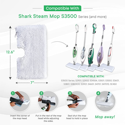 Avelena | Mop-Pads kompatibel mit Shark Steam Pocket Mop Professional Fit Series S3500 S2901 S2902 S3455K S3501 S3550 S3601 S3801 S3901 S4601 S4701 SE450 - Ersatz-Mikrofaser-Tuch Kopfbezüge 4er-Pack
