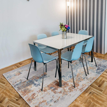 Avelena | Luxe Weavers Teppiche – Euston Moderne Teppiche Mit Abstrakten Mustern 7681 – Mittel Hochflor Teppich, Dunkelblau, Hellblau / 4 X 5