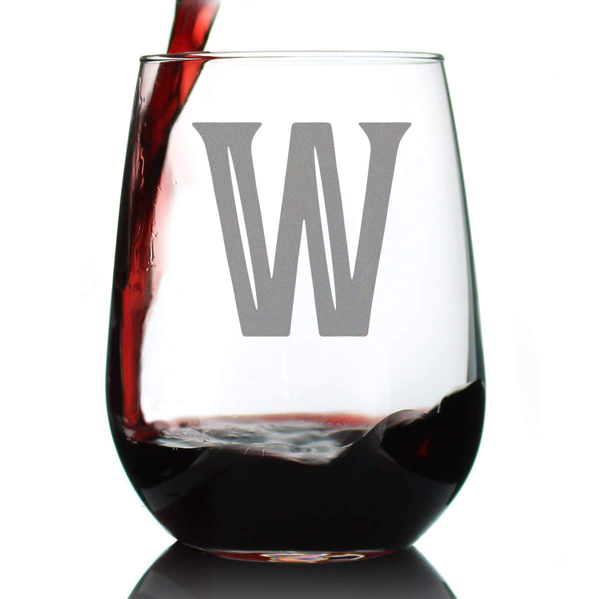 Avelena | Monogram Fet Buchstabe M - Ohne Stiel Weinglas - Personalisierte Geschenke für Frau und Mann - Großes graviertes Glas