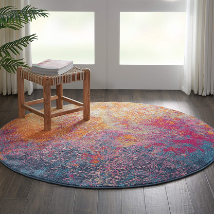 Avelena | Nourison Passion Bohemian Abstract Sunburst 4' x RUNDE Teppich, (4' Rund)