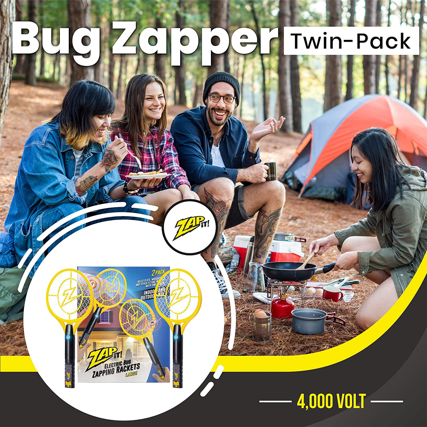 Avelena | Zap It Bug Zapper Wiederaufladbarer Bug Zapper Raclette, 4.000 Volt, Usb Ladekabel, 2 Packung