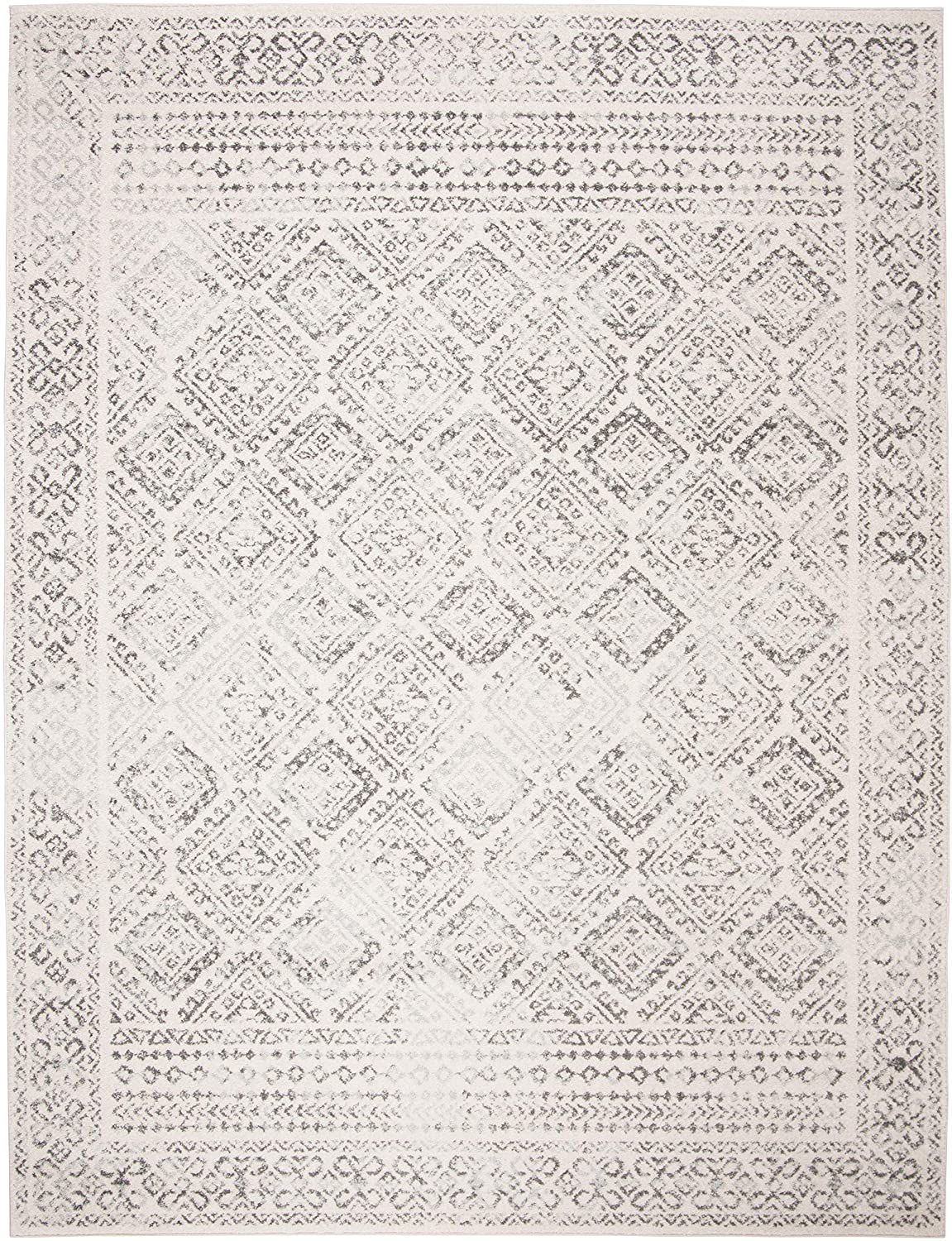 Avelena | Safavieh Tulum Collection Tul264A Marokkanisches Boho Abgenutzt Nicht-Fallendes Wohnzimmer Schlafzimmer Bereich Teppich, 5' X 5' Fransen, Elfenbein / Grau