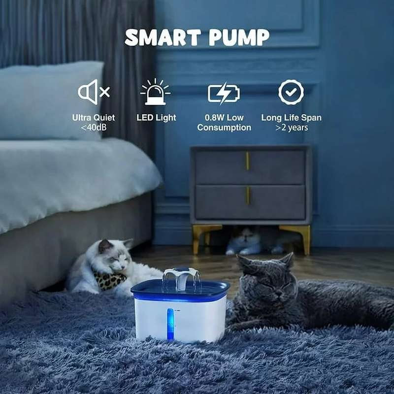 Avelena | Haustierbrunnen mit Antirutschmatte Spender mit Smart Pumpe - Katze oder Hund