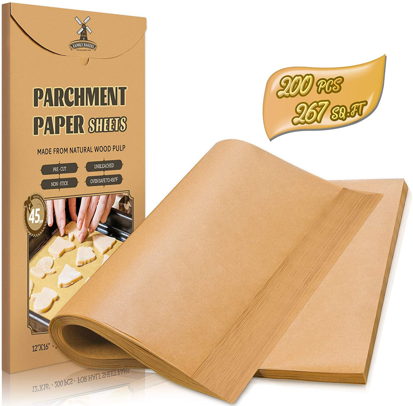 Avelena | Hiware 200 Stück Pergamentpapier Backbleche 9X13 Zoll, Vorprägung Antihaft Pergamentpapier Zum Backen, Kochen, Grillen, Braten Und Dampfen - Ungebleicht, Passt Für Viertel Backbleche