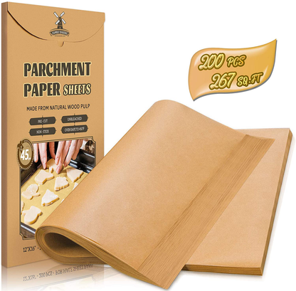 Avelena | Hiware 200 Stück Pergamentpapier Backbleche 9X13 Zoll, Vorprägung Antihaft Pergamentpapier Zum Backen, Kochen, Grillen, Braten Und Dampfen - Ungebleicht, Passt Für Viertel Backbleche
