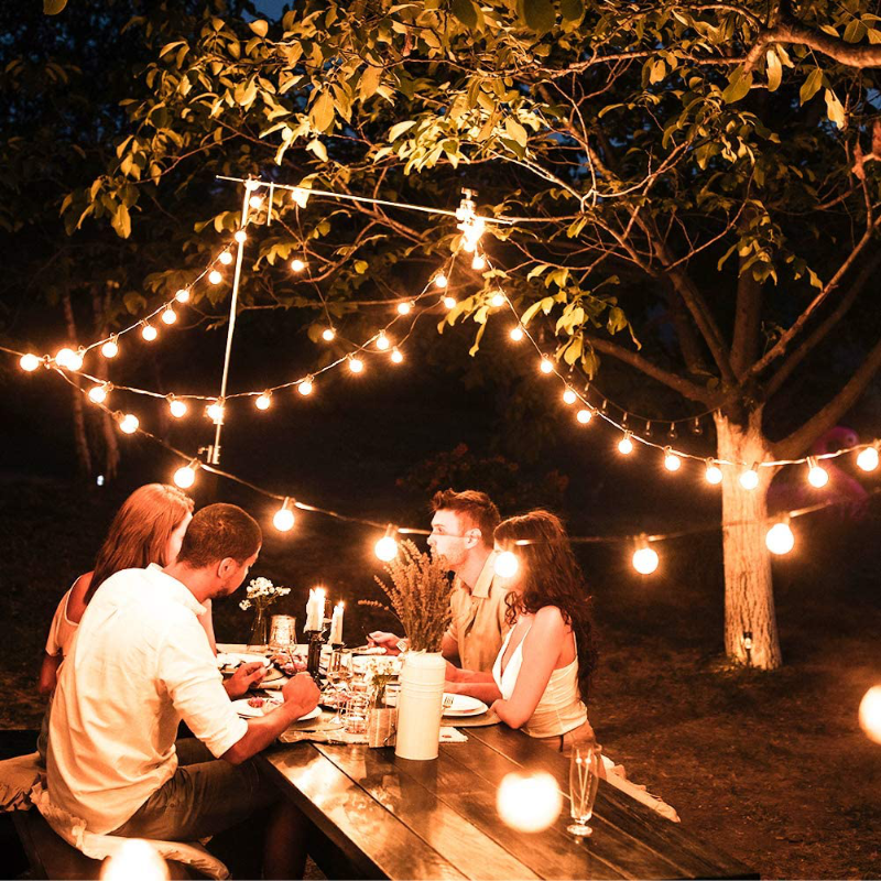 Avelena | 25Ft wasserdichte Globus Patio Lichterkette mit 27 Edison klaren Glühbirnen