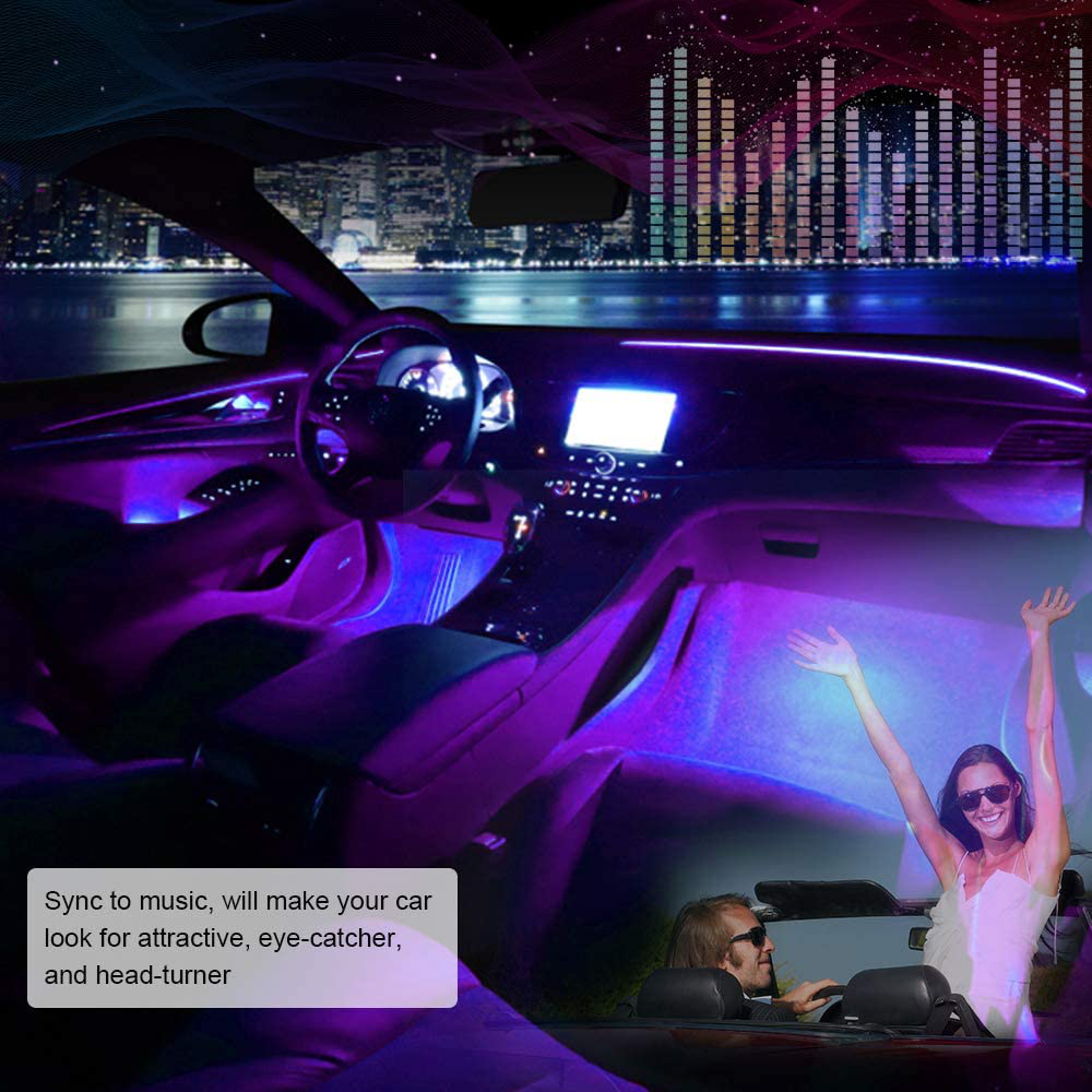 Avelena | Sunpie Auto-Innenraum Licht, Auto-Streifen Licht Mit App Und Fernbedienung Wasserdichte Led Atmosphäre Auto Licht Kommt Mit 48 Led Chips 8,8Ft Länge Innenlicht Mit Dc 12V Auto-Ladegerät Synchronisieren Mit Musik
