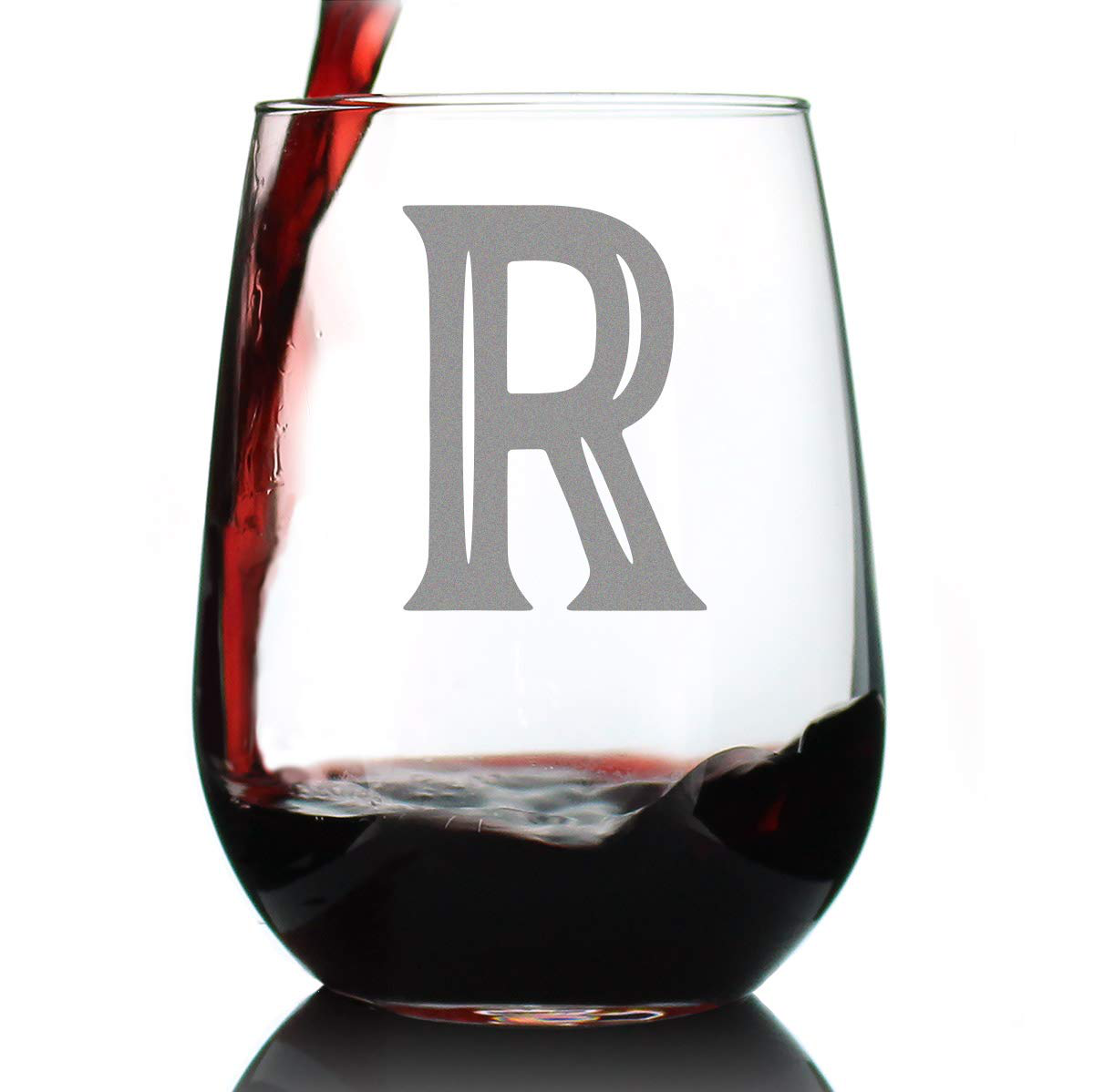 Avelena | Monogram Fet Buchstabe M - Ohne Stiel Weinglas - Personalisierte Geschenke für Frau und Mann - Großes graviertes Glas