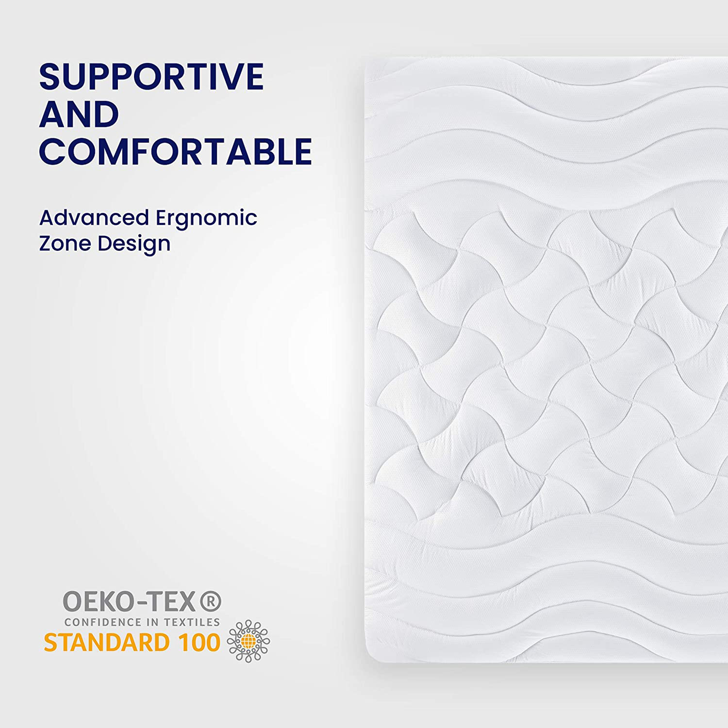 Avelena | SLEEP ZONE Premium Matratzenauflage Kühl Überfüllt Flauschig Weicher Topper Zonen-Design Bis zu 21 Zoll Tiefe Tasche mit Elastischem Rock, Grau, Cal King