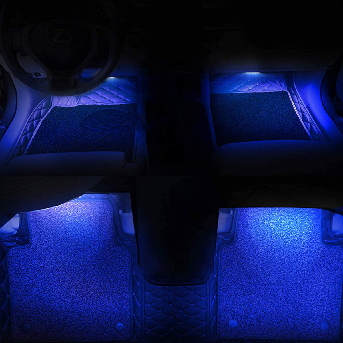 Avelena | Rgb Innenleuchten, 2-In-1 Design 4 Stück 48 Led App Steuerung, Fernbedienung, Musikmodus, Diy-Modus, Szenenmodus, Dc 12V