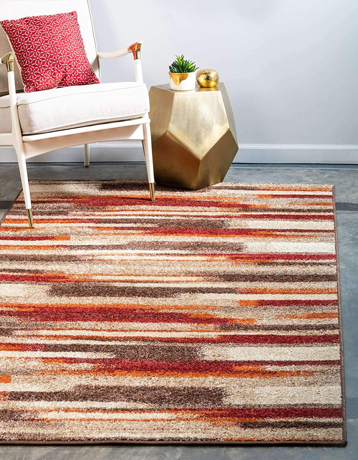 Avelena | Einzigartiger Loom Herbstkollektion Casual Warme Töne Abstrakt Gradient Teppich (2' 0 X 6' 0 Läufer, Blau/ Elfenbein)