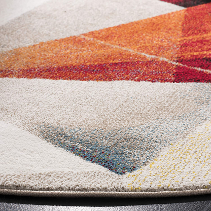 Avelena | Safavieh Porcello Kollektion Prl6940f Modern Abstrakt Nicht-Shedding Fleckenresistent Wohnzimmer Schlafzimmer Teppich 4' X 4' Rund Hellgrau/Orange