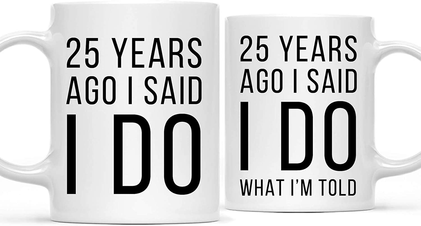 Avelena | Andaz Press Lustige 50. Hochzeitsjubiläum 11oz. Paar Kaffeetasse Gag Geschenk, Für vor 50 Jahren habe ich Ja gesagt, Ich habe Ja gesagt zu dem, was mir aufgetragen wurde, 2er-Pack mit Geschenkbox für Ehemann Ehefrau Eltern