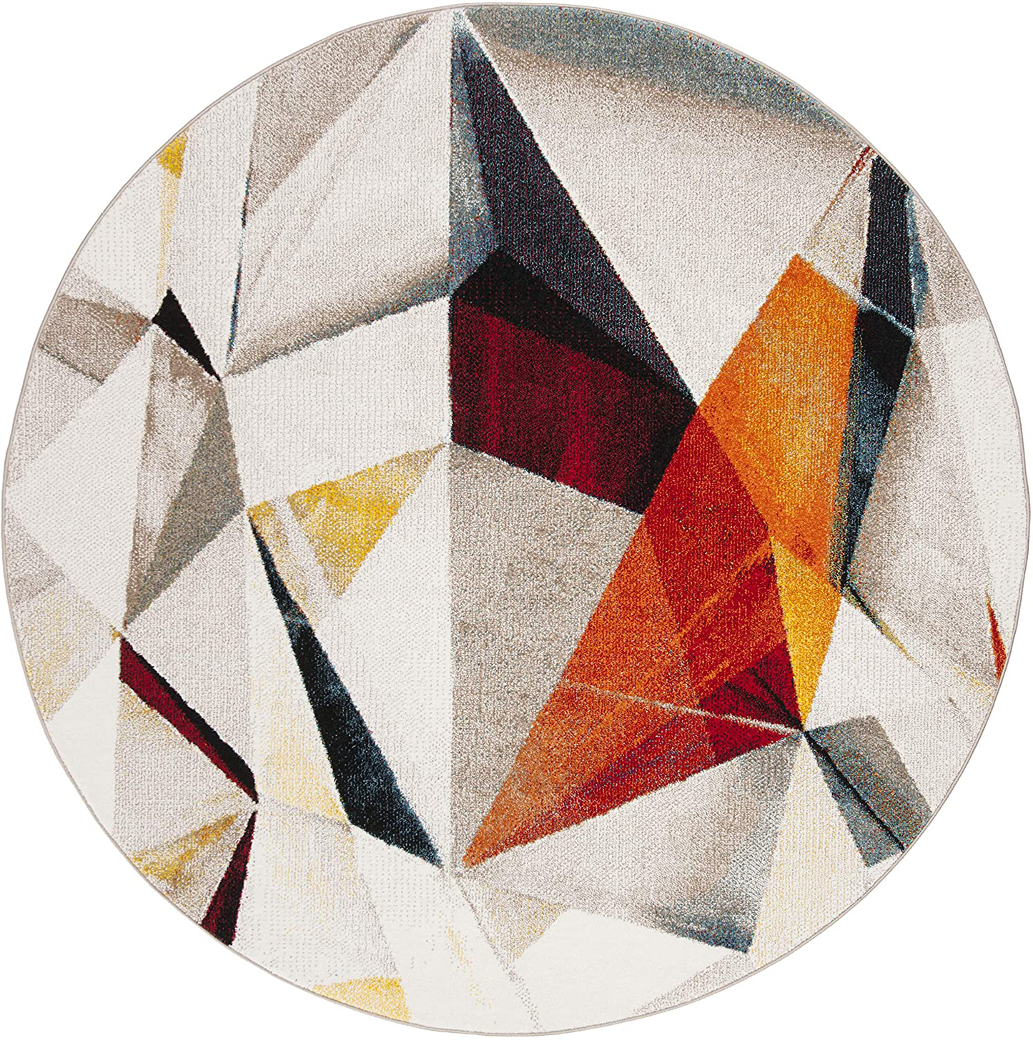Avelena | Safavieh Porcello Kollektion Prl6940f Modern Abstrakt Nicht-Shedding Fleckenresistent Wohnzimmer Schlafzimmer Teppich 4' X 4' Rund Hellgrau/Orange