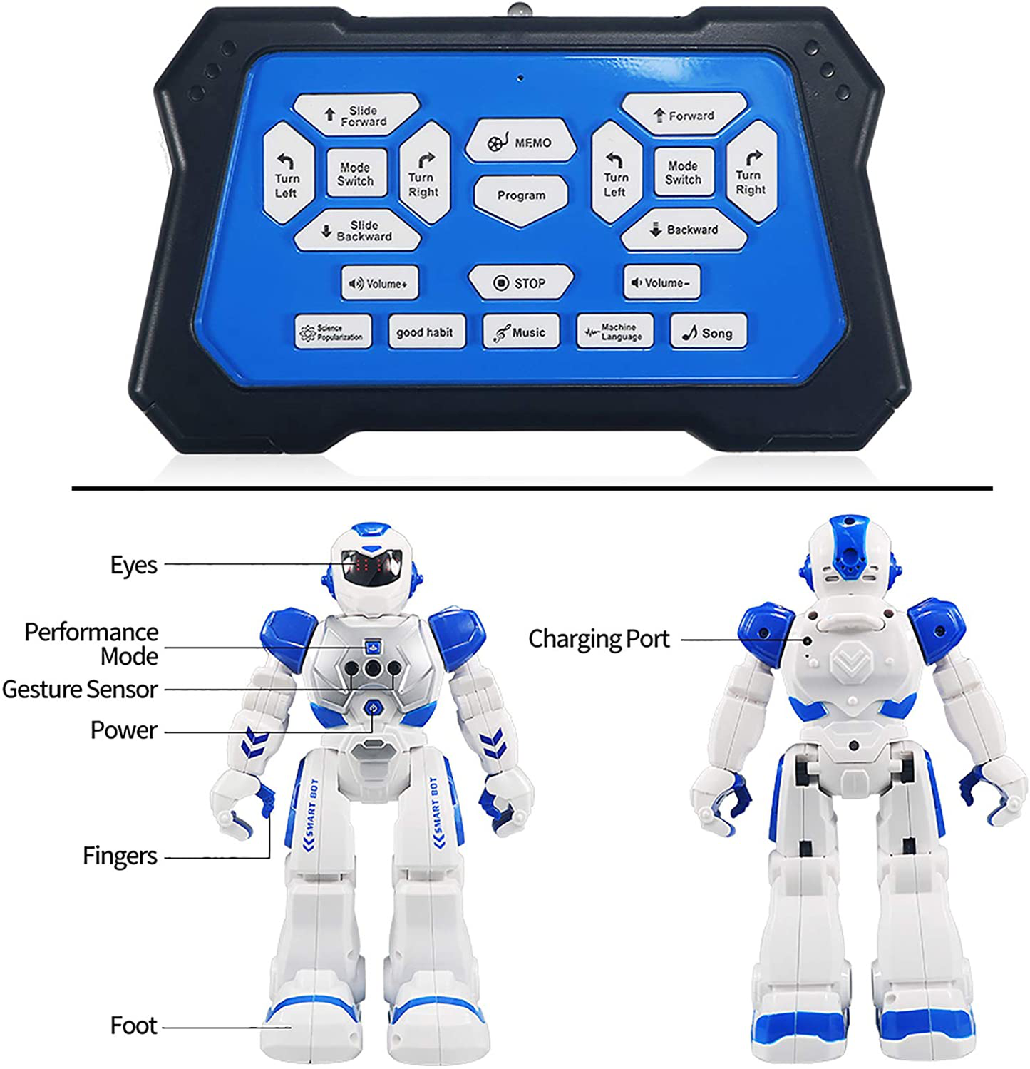 Avelena | Fernbedienung Robot Für Kinder, Sikaye Intelligenter Programmierbarer Roboter Mit Infrarot-Controller Spielzeuge, Tanzen, Singen, Mondzyklus Und Led Augen, Gestensensor Roboterset Für Kinderunterhaltung (Rot)