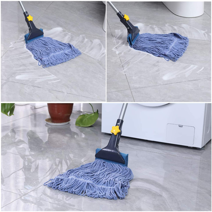 Avelena | Yocada Looped-End String Wischmop Schwerlast Baumwollmop Gewerbliche Industrielle Qualität Eisenstangenklemme Bodenreinigung 52 Zoll lang
