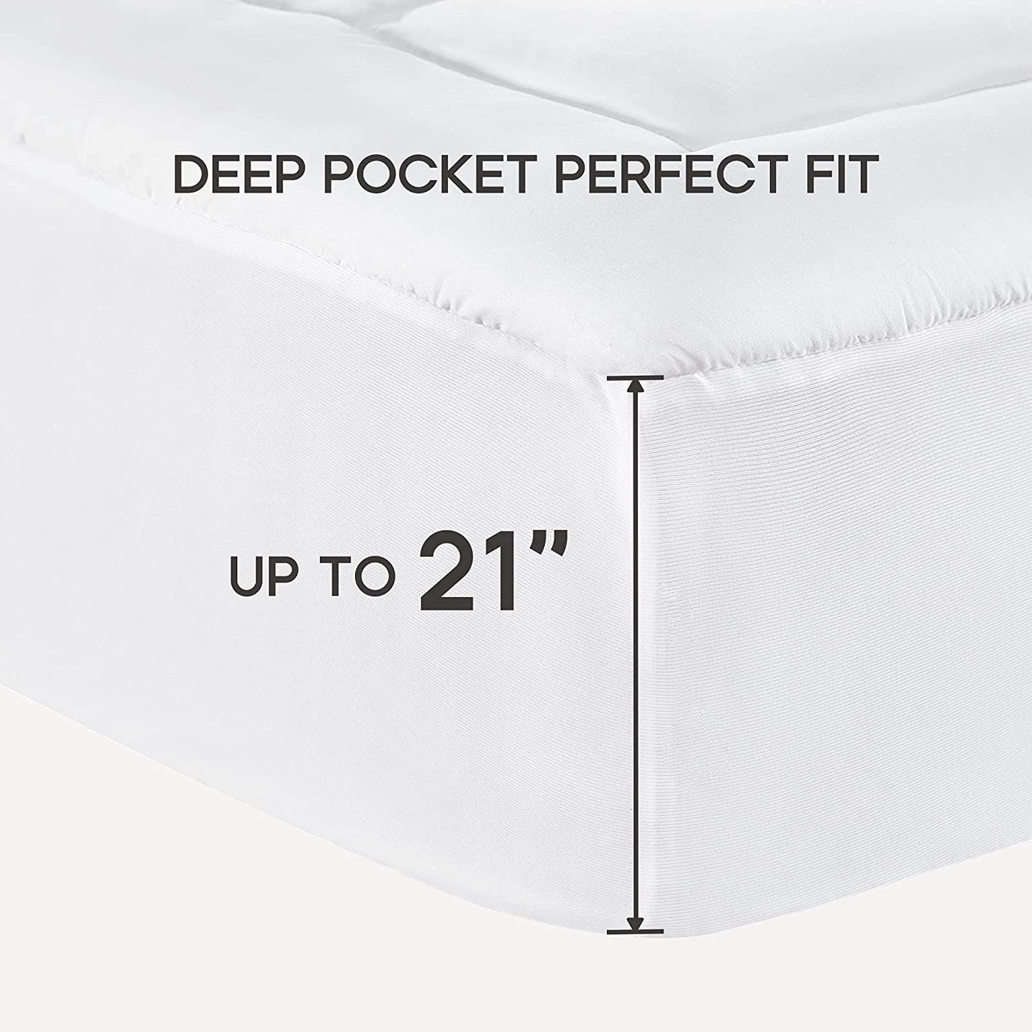 Avelena | Sonive Gesteppter Matratzenauflage Weiches Flauschiges Kissenbezug Matratzenbezug Alternative Füllung Topper Dehnt Sich Bis Zu 21 Zoll Tiefer Tasche (Weiß, Twin Xl)