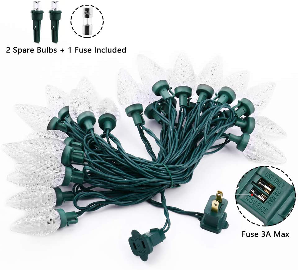 Avelena | Brizled Rote Weihnachtslichter, 16 Fuß 25 Led Facettierte C9 Weihnachtslichter, Verbindbare 120V Ul Zertifizierte Weihnachtsbaumlichter
