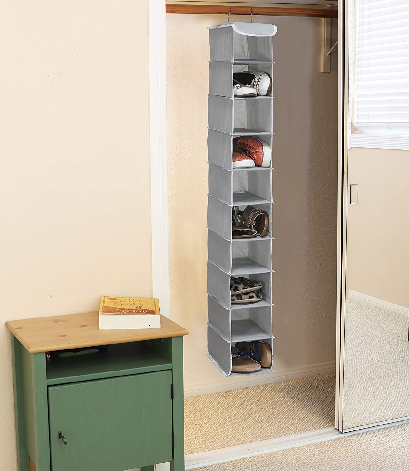 Avelena | Einfacher Hausarbeit 10 Regalbock Kleiderschrank hängender Schuh Organizer, schwarz
