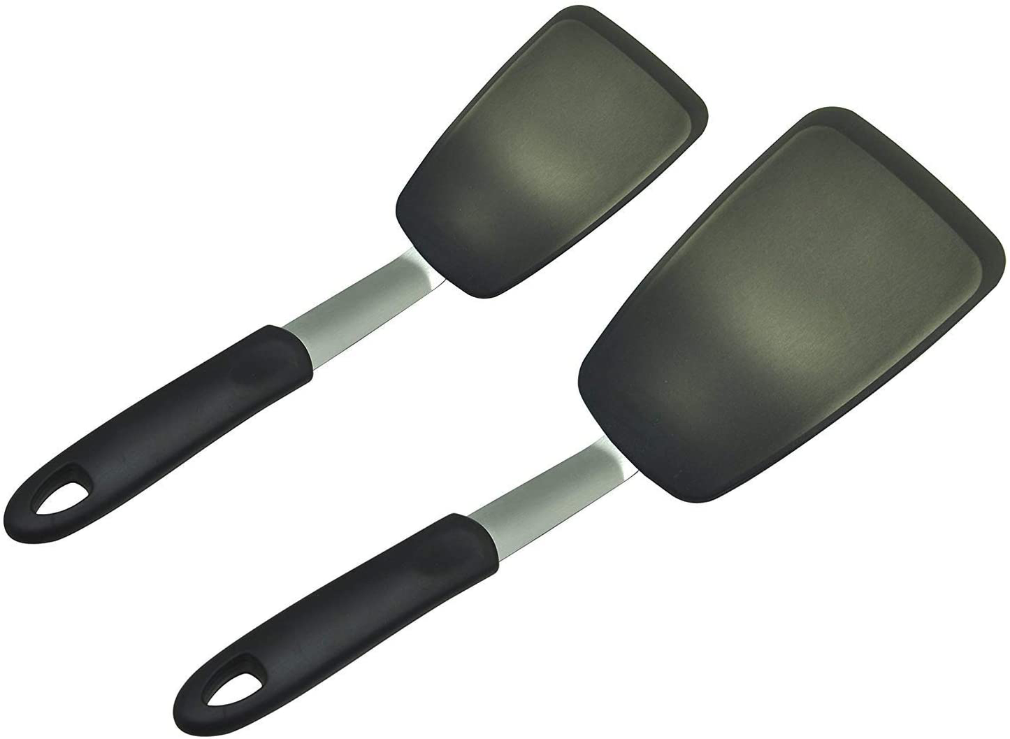 Avelena | Unicook 2er-Pack Flexible Silikonspachtel, Wender, 600F Hitzebeständig, Ideal zum Wenden von Eiern, Burgern, Crêpes und mehr, Schwarz