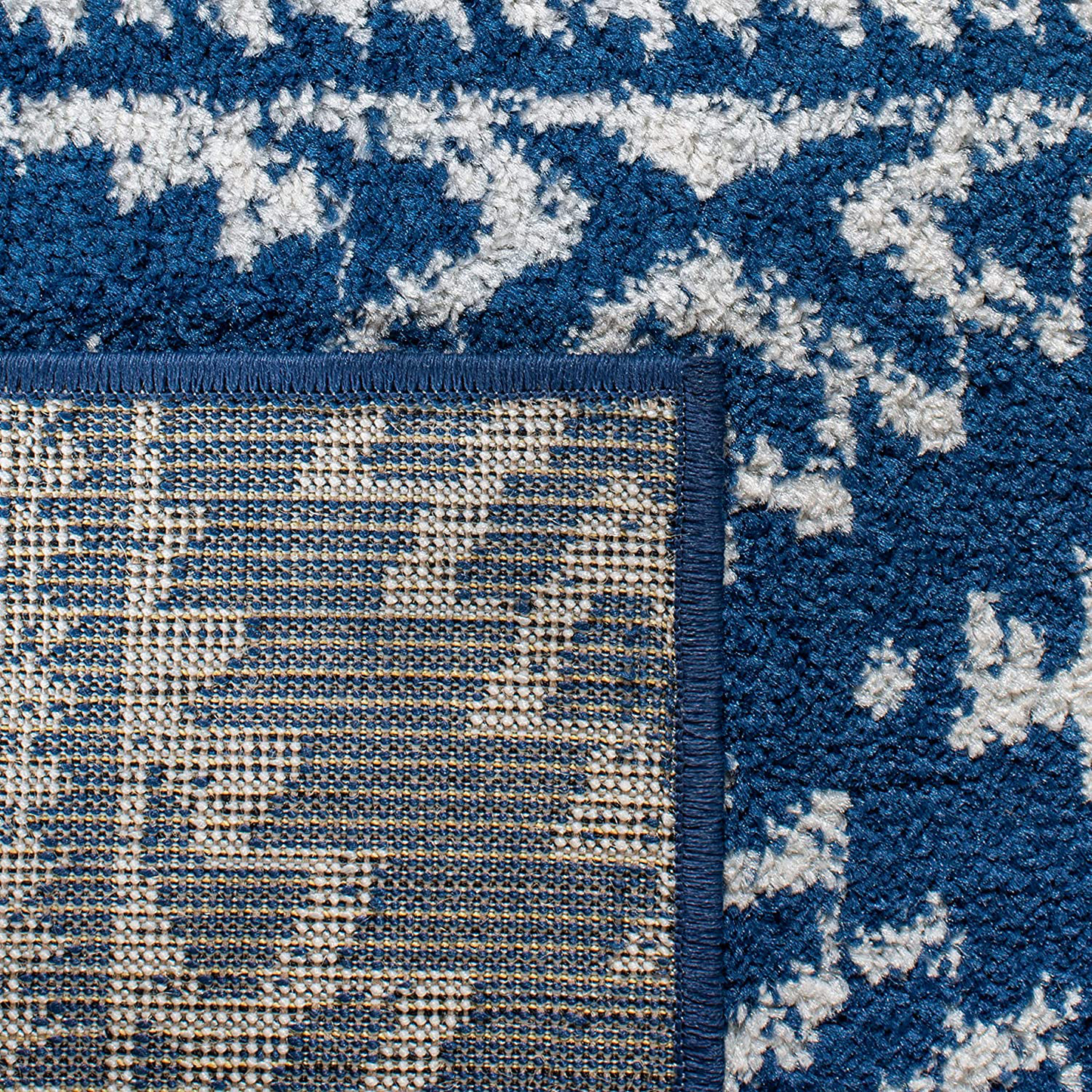 Avelena | Safavieh Tulum Kollektion Tul272N Marokkanisches Boho Tribal Nicht-Fusselnd Wohn- Schlafzimmer Teppich, 5' X 5' Quadrat, Marineblau / Elfenbein