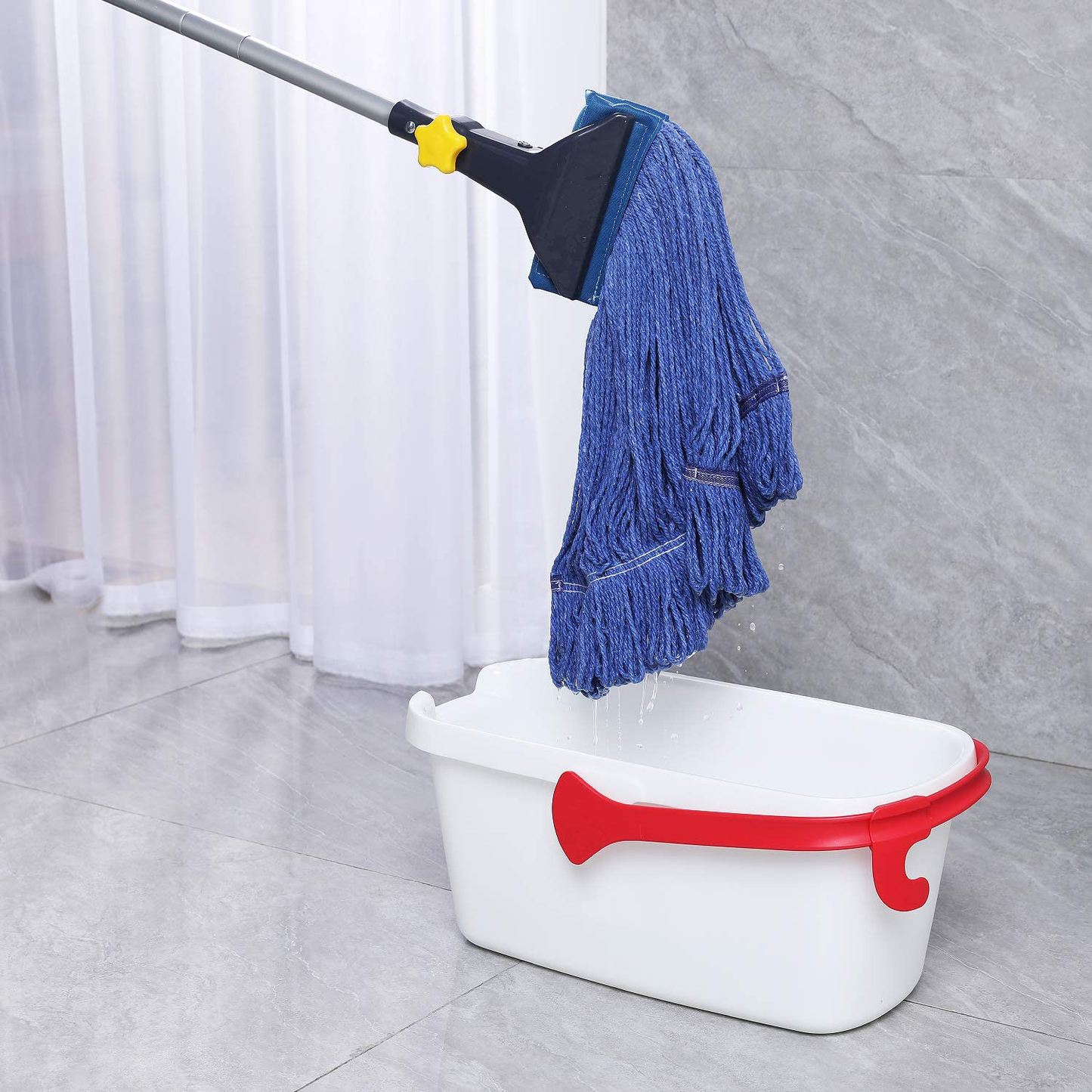 Avelena | Yocada Looped-End String Wischmop Schwerlast Baumwollmop Gewerbliche Industrielle Qualität Eisenstangenklemme Bodenreinigung 52 Zoll lang