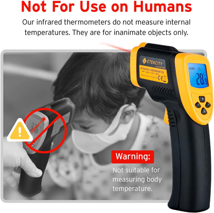 Avelena | Etekcity Infrarotthermometer 800 (Nicht Für Menschen) Kontaktloser Digitaler Temperaturpistole, 16:1 Dts Verhältnis, 58℉ Bis 1382℉ (-50℃ Bis 750℃), Gelb Und Schwarz
