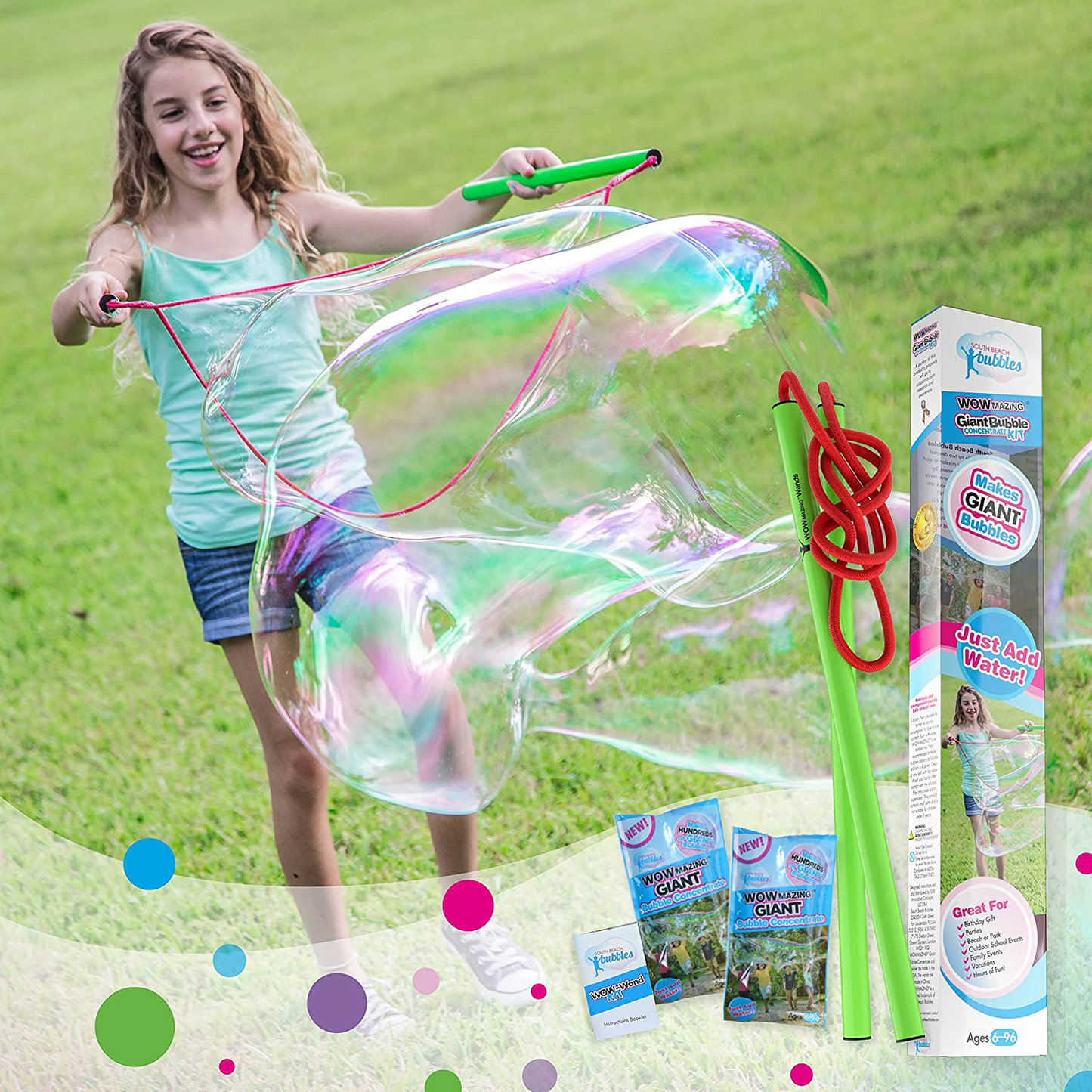 Avelena | Wowmazing Gigantische Blasen Stab Set: (4-Teilig Set) | Inkl. Stab, Großes Blasen Konzentrate Und Tipps & Tricks Heft | Outdoor Spielzeug Für Kinder, Jungen, Mädchen | Blasen Hergestellt In Den Usa - Standard Set