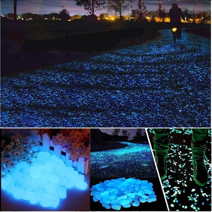 Avelena | schicker Stil 300 Stück Leuchtsteine im Dunkeln, Garten leuchtende Steine Außen Dekor leuchtendes Wasser Fischtank Kies (Blau)