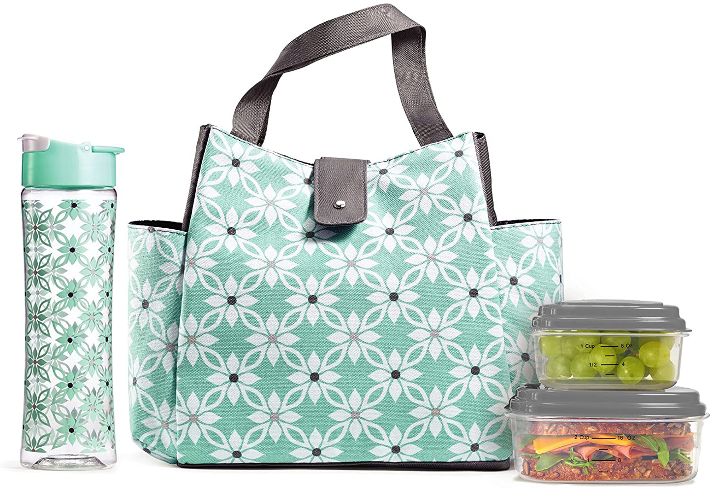 Avelena | Fit & Fresh Isolierte Lunch Tasche Set, Beinhaltet Passende Flasche Und Behälter, Westport Aqua Dogwood