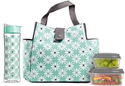 Avelena | Fit & Fresh Isolierte Lunch Tasche Set, Beinhaltet Passende Flasche Und Behälter, Westport Aqua Dogwood