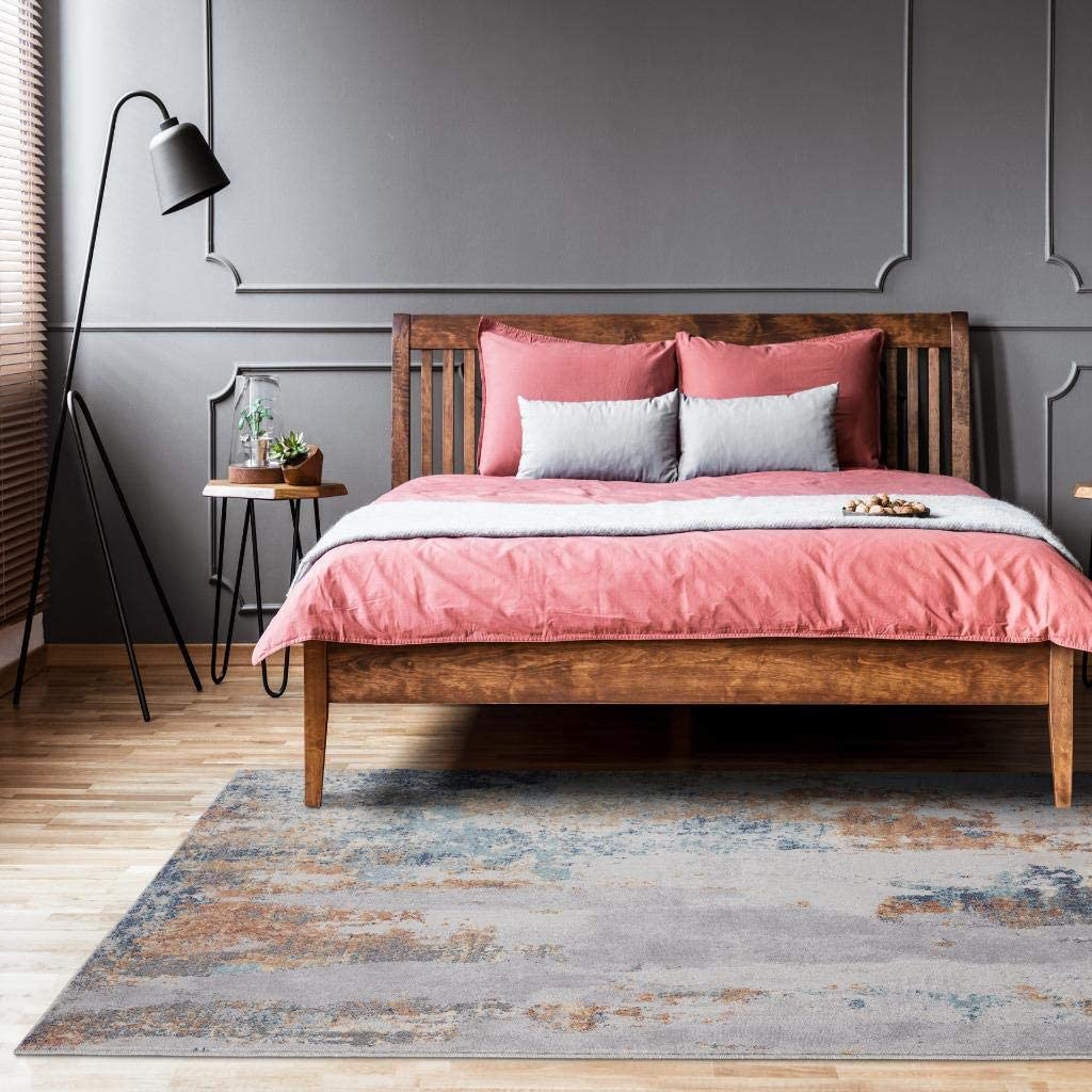 Avelena | Luxe Weavers Teppiche – Euston Moderne Teppiche Mit Abstrakten Mustern 7681 – Mittel Hochflor Teppich, Dunkelblau, Hellblau / 4 X 5