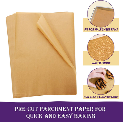 Avelena | Hiware 200 Stück Pergamentpapier Backbleche 9X13 Zoll, Vorprägung Antihaft Pergamentpapier Zum Backen, Kochen, Grillen, Braten Und Dampfen - Ungebleicht, Passt Für Viertel Backbleche