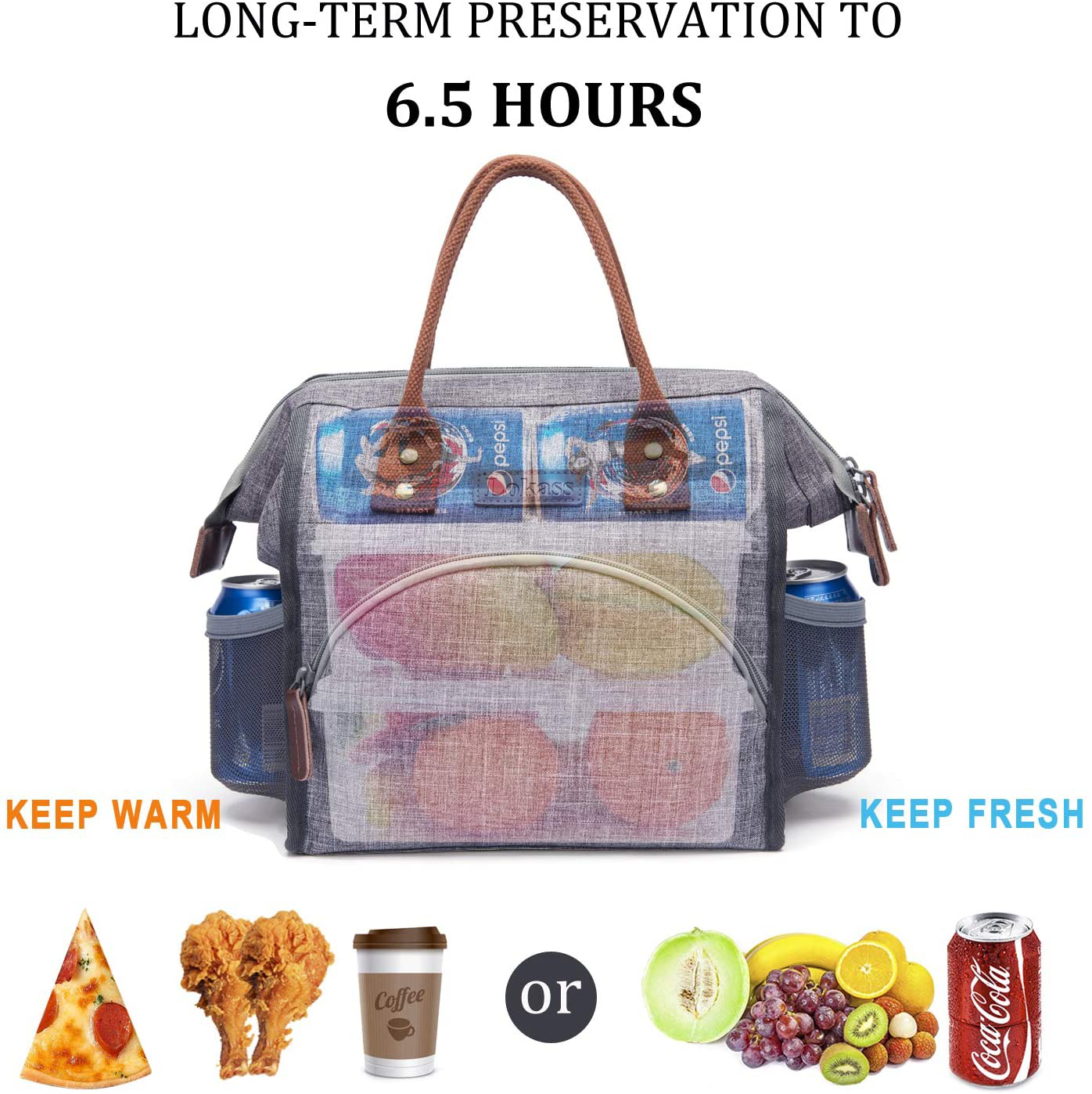 Avelena | Lokass Isolierte Lunchbox Lunch Tasche Groß Trinkbehälter Haltbares Nylon Snacks Organizer Mit Abnehmbaren Schultergurt Für Frauen Männer Erwachsene Arbeit Outdoor, Faultier