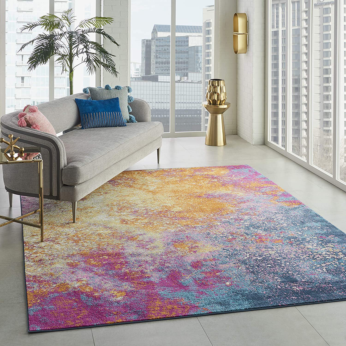 Avelena | Nourison Passion Bohemian Abstract Charcoal/Ivory 2'2" X 7'6" Bereich Teppich, (8' Läufer)