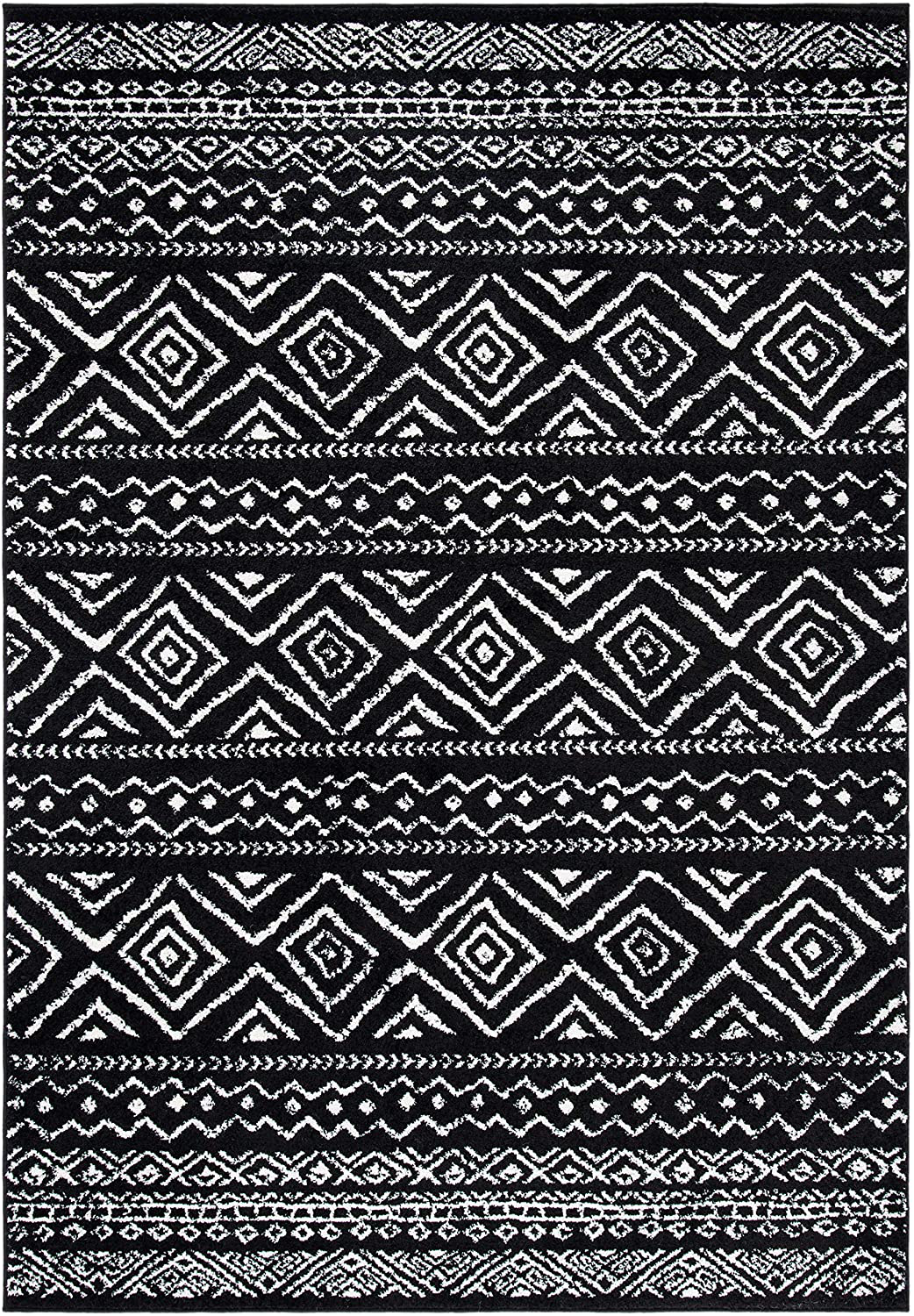 Avelena | Safavieh Tulum Collection Tul267N Marokkanisches Boho Abgenutzt Non-Shedding Wohnzimmer Schlafzimmer Esszimmer Home Office Bereich Teppich, 5'3" X 7'6", Marineblau / Elfenbein