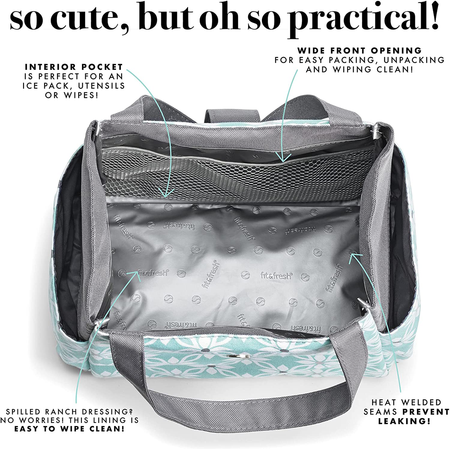 Avelena | Fit & Fresh Isolierte Lunch Tasche Set, Beinhaltet Passende Flasche Und Behälter, Westport Aqua Dogwood