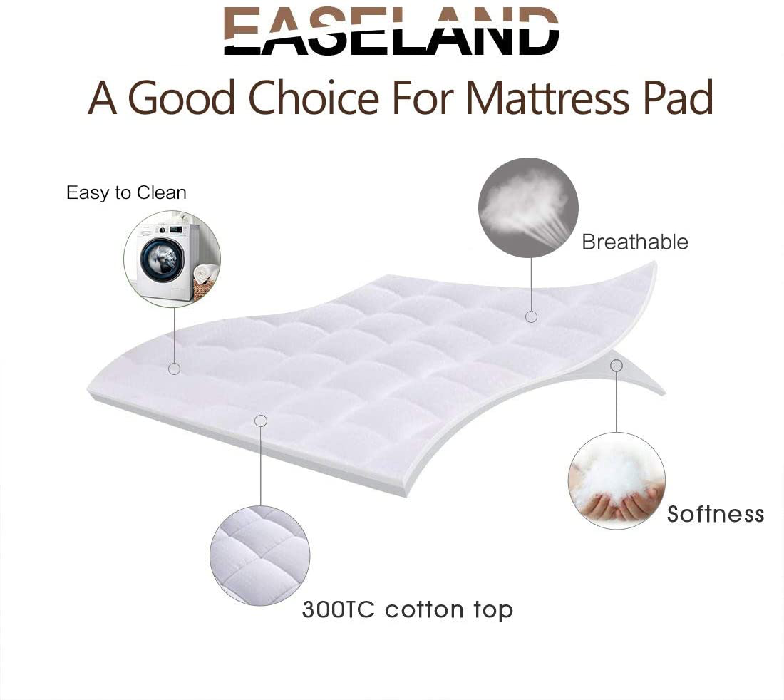 Avelena | Easeland California King Matratzenkissen Top Matratzenbezug Gepolstert Geeignet Für Matratzenschoner Lange Baumwolloberseite 8-21" Tiefe Tasche Kühlende Matratzentopper (72X84 Zoll, Weiß)