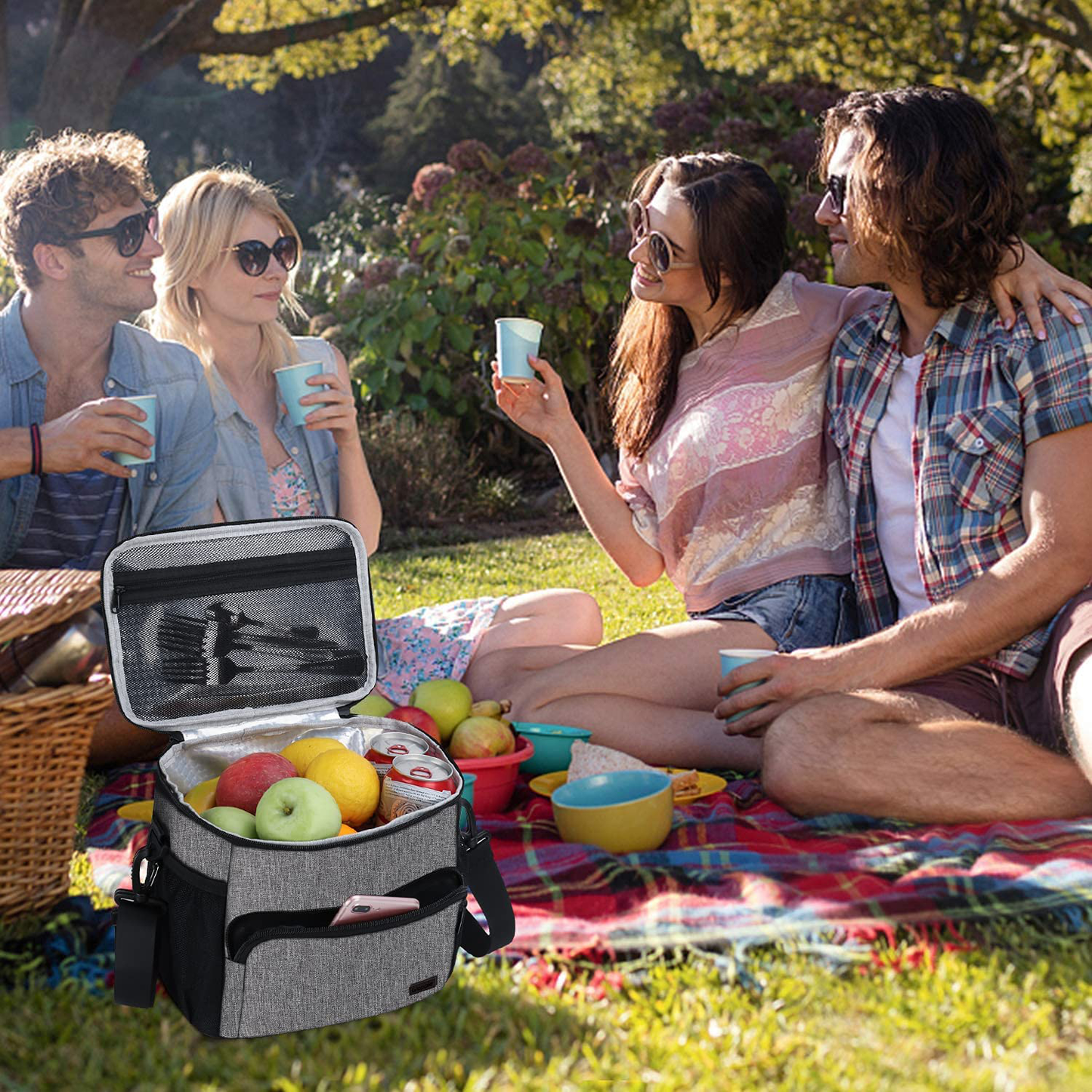 Avelena | Auslaufsicherer Lunchbag Für Männer Frauen Lunchkühler Tasche Isolierte Lunchbox Organizer Große Lunchbeutel Mit Verstellbarem Schulterriemen Erwachsene Wiederverwendbare Lunchbag Arbeit Picknick (Grau), Von Gloppie