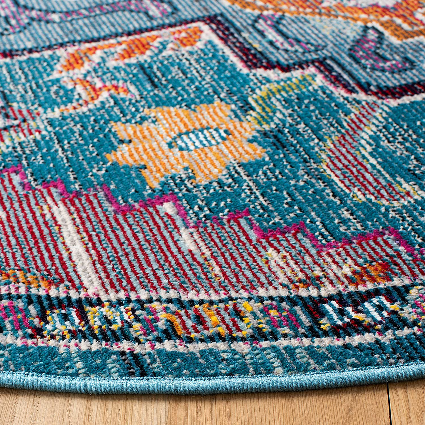 Avelena | Safavieh Crystal Collection Crs501K Boho Chic Oriental Medallion Abgenutzter Nicht-Verschiebbarer Wohn- Schlafzimmer Akzent Teppich, 4' X 6', Orange / Teal