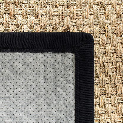 Avelena | Safavieh Naturfaser-Kollektion NF114J Border Korbgewebe Seegras Teppich, 4' x 4' Quadrat, Elfenbein