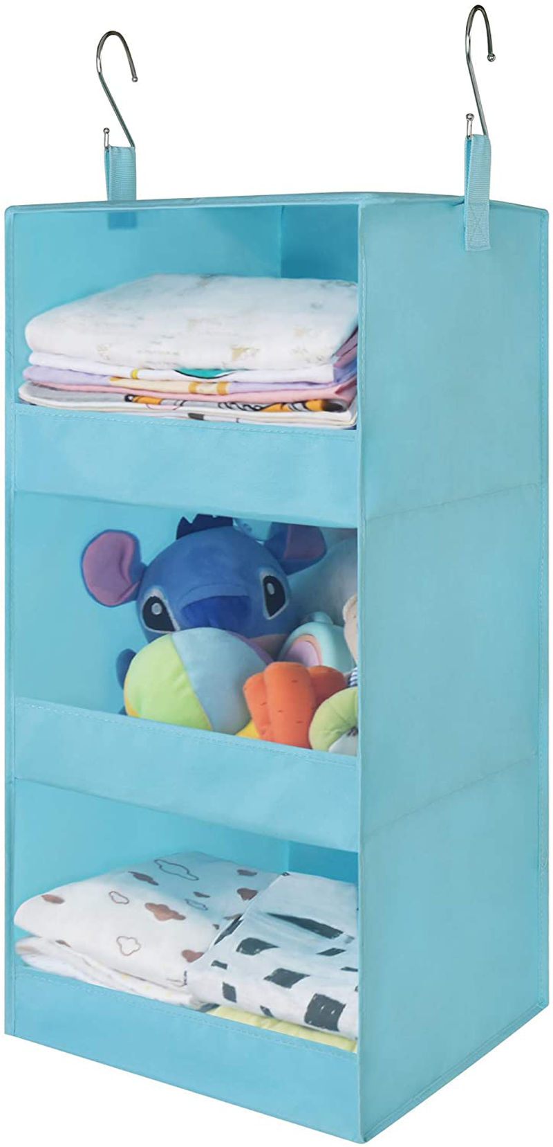 Avelena | OMA SAGT 3-Regal hängender Kleiderorganisator, klappbare hängende Regale für den Kleiderschrank, hängender Organizer für das Kinderzimmer, hellblau, 28,9" H X 12,2" B X 12,2" T, 1-Pack