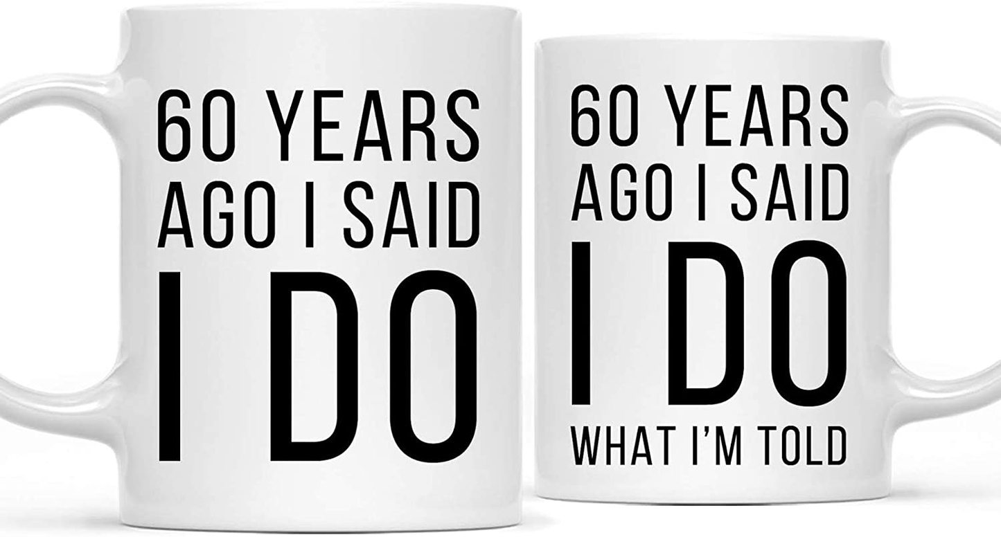 Avelena | Andaz Press Lustige 50. Hochzeitsjubiläum 11oz. Paar Kaffeetasse Gag Geschenk, Für vor 50 Jahren habe ich Ja gesagt, Ich habe Ja gesagt zu dem, was mir aufgetragen wurde, 2er-Pack mit Geschenkbox für Ehemann Ehefrau Eltern